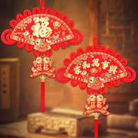 【24号商位】双面扇形中国结挂件客厅大号乔迁高档平安结玄关电视背景墙装饰品