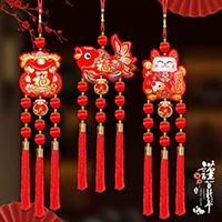 【29号商位】新年装饰品挂件福袋钱袋招财猫鱼挂件春节辣椒串福字客厅室内挂饰
