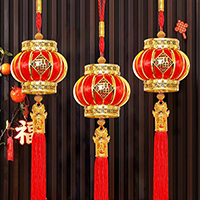 【40号商位】新年春节挂饰灯笼葫芦丝光镀金小金鱼挂件福字装饰品乔迁新房布置