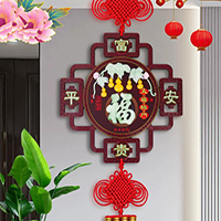 【92号商位】新款中国结挂串大号装饰桃木客厅福字挂件室内玉石平安结