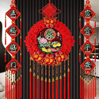 【95号商位】新款福字中国结挂件客厅高档对联挂饰桃木背景墙装饰入户门